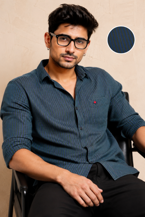 Midnight Pinstripe Cotton Shirt
