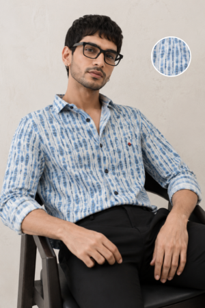 Indigo Breeze Tie-Dye Cotton Shirt
